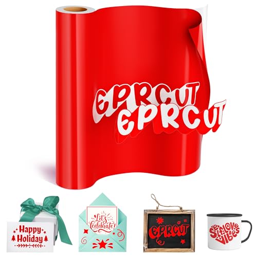 EPRCUT Rot Vinylfolie Plotter, 30.5cm x 457cm Plotterfolie Vinyl Rolle für Cricut, Glänzende Selbstklebende Plotter Folie für DIY, Party, Auto, Tasse, Fenster, Muttertag, Kindertag von EPRCUT