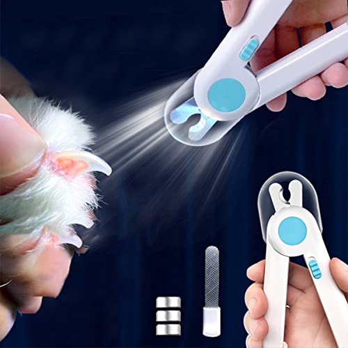 EPROICKS Nagelknipser mit Led-Licht für Hunde Katzen, Krallenschere für Katzen Hunde, mit Nagelfeile und Spritzfest Schutzvorrichtung, für Mittlere und Kleine Haustiere Krallenpflege von EPROICKS