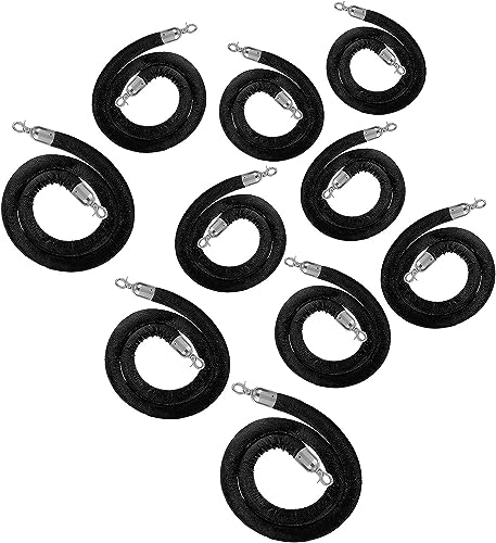 EPYBJYWQ Absperrseil Schwarzes Samt Stanchion Seil, Heavy Duty Warteschlange Hängeseil for Hotel Theater(10 Pack,350cm/138 in) von EPYBJYWQ