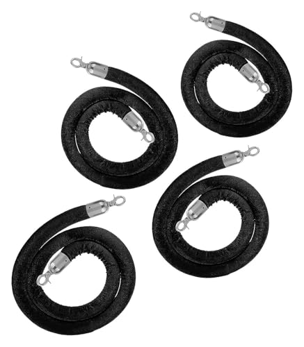 EPYBJYWQ Absperrseil Schwarzes Samt Stanchion Seil, Heavy Duty Warteschlange Hängeseil for Hotel Theater(4pack,150cm/59 in) von EPYBJYWQ