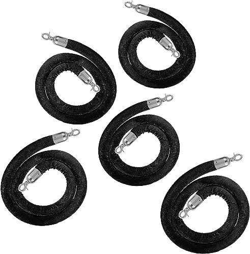 EPYBJYWQ Absperrseil Schwarzes Samt Stanchion Seil, Heavy Duty Warteschlange Hängeseil for Hotel Theater(5 Pack,350cm/138 in) von EPYBJYWQ