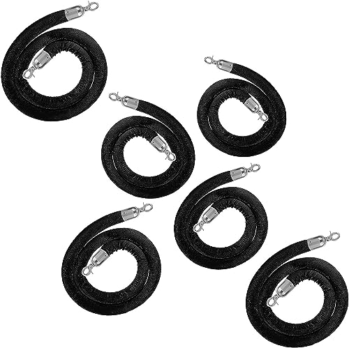 EPYBJYWQ Absperrseil Schwarzes Samt Stanchion Seil, Heavy Duty Warteschlange Hängeseil for Hotel Theater(6 Pack,200cm/79 in) von EPYBJYWQ