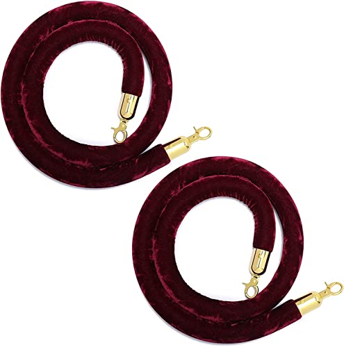 EPYBJYWQ Absperrseil for VIP Tunnel, Filmtheater, Hotels, Stanchion Queue Barrier Seil mit goldfarbenen Haken, 2PCS(Burgundy,4.5m/14.7ft) von EPYBJYWQ