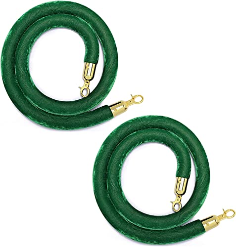 EPYBJYWQ Absperrseil for VIP Tunnel, Filmtheater, Hotels, Stanchion Queue Barrier Seil mit goldfarbenen Haken, 2PCS(Green,3.5m/11.5ft) von EPYBJYWQ