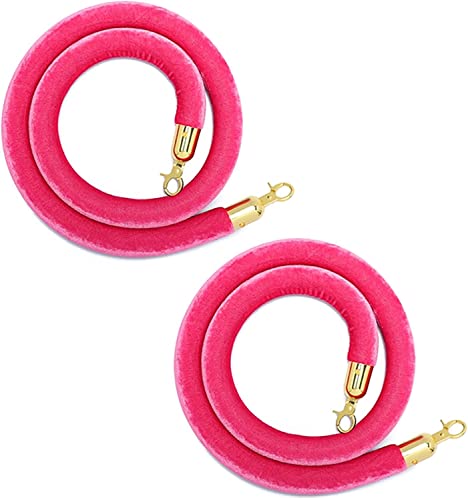 EPYBJYWQ Absperrseil for VIP Tunnel, Filmtheater, Hotels, Stanchion Queue Barrier Seil mit goldfarbenen Haken, 2PCS(Pink,5m/16.4ft) von EPYBJYWQ