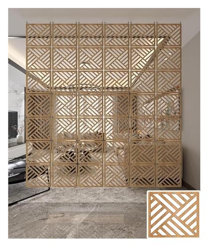 EPYBJYWQ Raumteiler Bildschirme Holz-Kunststoff-Platte aushöhlen, Halb-Sichtschutz-Trennwand for Häuser mit hohen Decken, Einfache hängende Paravent-Heimdekoration(Natural-A,13Pcs) von EPYBJYWQ