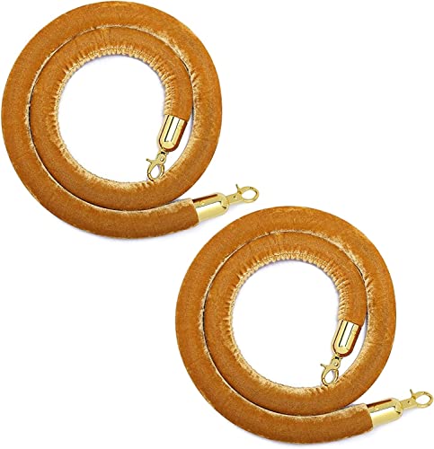 EPYBJYWQ Samtkordel 2PCS Warteschlangenseil for VIP-Kanäle, Crowd Control Seilbarriere mit goldfarbenen Haken, 9.8/8.2/6.5/4.9 Ft(Brown,3m/9.8ft) von EPYBJYWQ