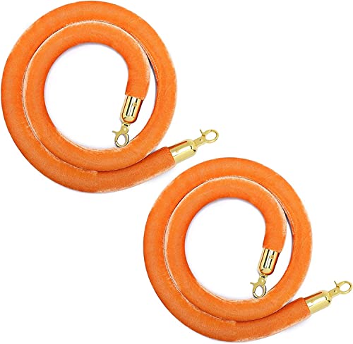EPYBJYWQ Samtkordel 2PCS Warteschlangenseil for VIP-Kanäle, Crowd Control Seilbarriere mit goldfarbenen Haken, 9.8/8.2/6.5/4.9 Ft(Orange,2.5m/8.2ft) von EPYBJYWQ