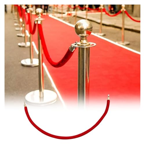 EPYBJYWQ Samtseil Warteschlange for Crowd Control Barrieren Hängeseile – Restaurants Theater Hotels, Rotes Twisted Queue Barrier Seil mit polierten Goldhaken(2 Pack,100cm/3.3ft) von EPYBJYWQ