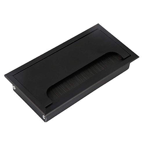 Computer-Schreibtisch-Lochabdeckung, Schreibtisch-Kabeltülle, 2-teilig, Aluminiumlegierung, Tisch-Schreibtisch, rechteckige Drahtkabeltülle, Lochabdeckung, Auslassanschluss mit schwarzer Bürste(Black, Computer-Schreibtisch-Lochabdeckung, Schreibtisch-Kabeltülle, 2-teilig, Aluminiumlegierung, Tisch-Schreibtisch, rechteckige Drahtkabeltülle, Lochabdeckung, Auslassanschluss mit schwarzer Bürste(Black, von EQEQE