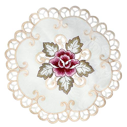 EQLEF® 4 PCS VON Spitze bestickt Durchbrucharbeit rund Deckchen Platzdeckchen Vase Pads, Baumwolle / Leinen, mehrfarbig, 11.8''* 11.8" (30*30cm) von SwirlColor