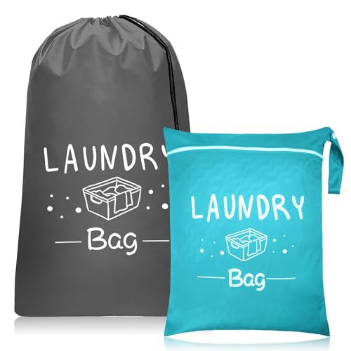 2 Größen Wäschebeutel Reise Wäschesack Camping,Wäschesack Reise für Nasse/Trockene Schmutzige Kleidung Kompakte Drawstring und Reißverschluss Reisekleidung Taschen für Camping Schwimmen Fitness Famil von EQLEF
