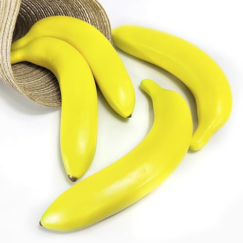 EQLEF Künstliches Obst Künstliche Banane, Gefälschte Frucht-Modell Dekorative Künstliche Früchte Realistisch Aussehende Plastikbanane 4-pcs für Requisiten-Fruchtschalen-Küche und Bananenparty von EQLEF