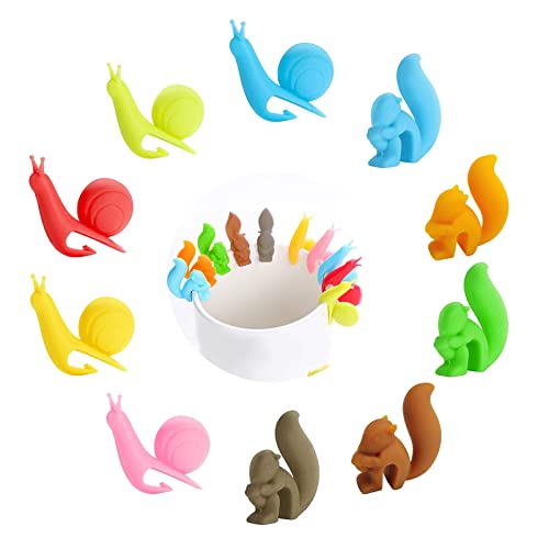 Silikon Teebeutelhalter für Tassen, 10PCS Eichhörnchen Schnecke Teebeutel Halter Netter Getränk Marker Glas Marker Schnecke Teebeutel Halter für Cup Mug Party Supply von EQLEF