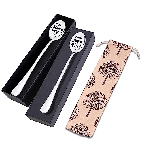 Geschenke für Mama und Papa, 2 Stück Kaffeelöffel mit Gravur-Beste Mama Papa Der Welt kaffeelöffel Edelstahl Geburtstag Geschenk für Mama Papa Muttertag geschenk vatertag geschenk Weihnachtsgeschenke Geschenke für Mama und Papa, 2 Stück Kaffeelöffel mit Gravur-Beste Mama Papa Der Welt kaffeelöffel Edelstahl Geburtstag Geschenk für Mama Papa Muttertag geschenk vatertag geschenk Weihnachtsgeschenke von EQLEF