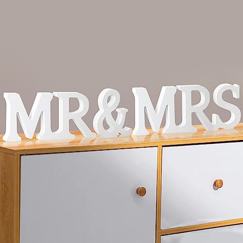 Mr & Mrs Deko Hochzeit, Vintage Mr. Mrs Briefe für Dessert Tisch Mr. und Mrs Stand Zeichen Hochzeit Mittelstücke Home Decor Paare Geschenke (L) von EQLEF