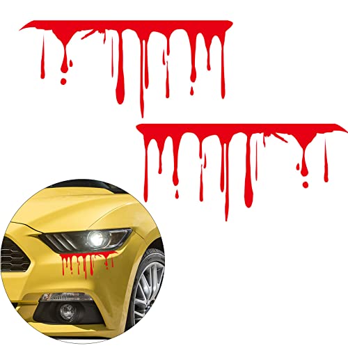 Rote Blutaufkleber für Das Auto, 2 STÜCKE Halloween-Themen-Blutungsabziehbilder Blut Aufkleber Auto Rot Blut Auto Aufkleber Für Autoscheinwerfer Fenster Rücklicht Auto Aufkleber Aufkleber (rot) von EQLEF