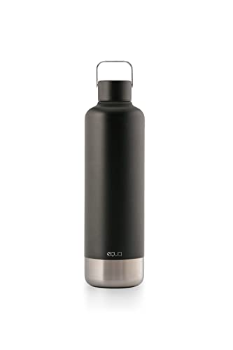 EQUA Timeless Isolierte Trinkflasche, doppelwandig, Edelstahl, 24 Stunden kalt oder bis zu 12 Stunden heiß, BPA-frei, auslaufsicher, haltbar, multifunktional (Dark, 1000ml) von EQUA