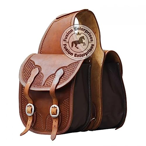 EQUIGEAR Western-Leder-Satteltasche für Pferde | Reitvergnügen Wanderritt geeignet für Reiten und Fassrennen | Satteltasche mit verstellbarem Riemen GRÖSSE: 10"X10"X3" AS-83 von EQUIGEAR