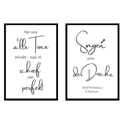 EQUIK PRODUCTS Badezimmer Poster | Bad Deko | Moderne Badezimmereinrichtung | Sprüche | 2er Set | Wandbild | Dusche (Duschkonzert) von EQUIK PRODUCTS