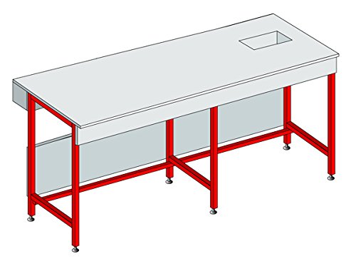 EQUIP LABO 374103 Plan de Travail, 600 mm, et Piètement Métallique, Profondeur 600 mm, L 1500 mm, Verre Émaillé von EQUIP LABO