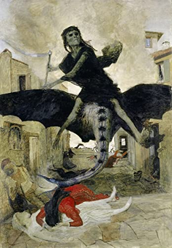 EQVRDCUW Berühmt Wandkunst Bilderdruck Leinwand Wandkunst Bilder Die Pest Von Arnold Böcklin Leinwandbilder für Flurdekoration 60x90cm von EQVRDCUW