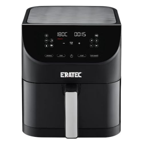 ERATEC AF-60 Heißluftfritteuse XXL 5,5L 1500W Air Fryer ohne Öl Heisluftfritöse mit LED Touchscreen Display und 10 voreingestellten Programmen sowie Timer Funktion Schwarz von ERATEC