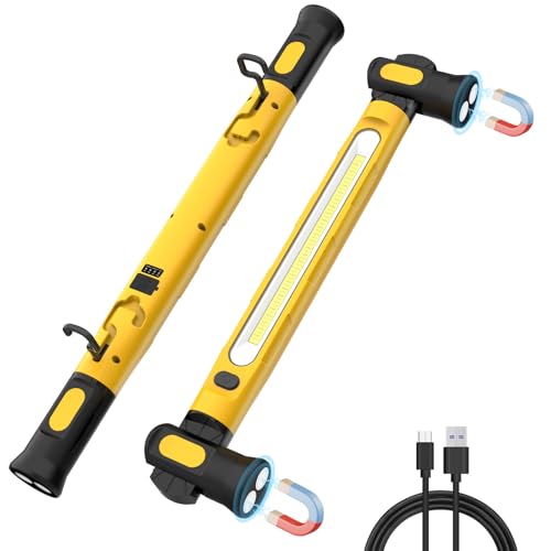 ERAY LED Arbeitsleuchte, LED Akku Strahler Wiederaufladbare 6000mAh Echte 3000LM, Werkstattlampe mit Magnet und 360°Haken 3 Modi 180° Drehbar, Motorraumleuchte für Motorhaube/Garage/Werkstatt/Notfall von ERAY
