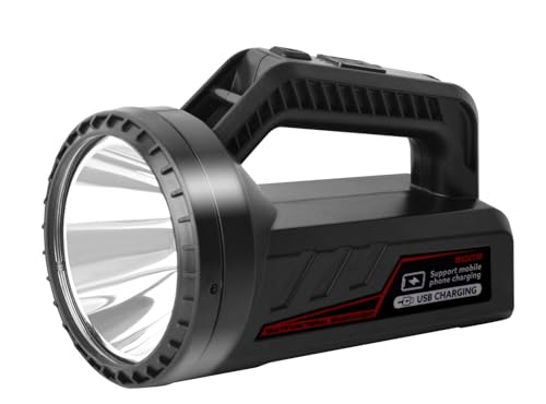 ERAY LED Taschenlampe, LED Handscheinwerfer Akku Wiederaufladbar mit 7 Lichtmodi Taschenlampen mit USB Kabel, IPX5 Wasserdicht, Schultergurt, SOS Notfall Taschenlampe für Wandern/Angeln von ERAY
