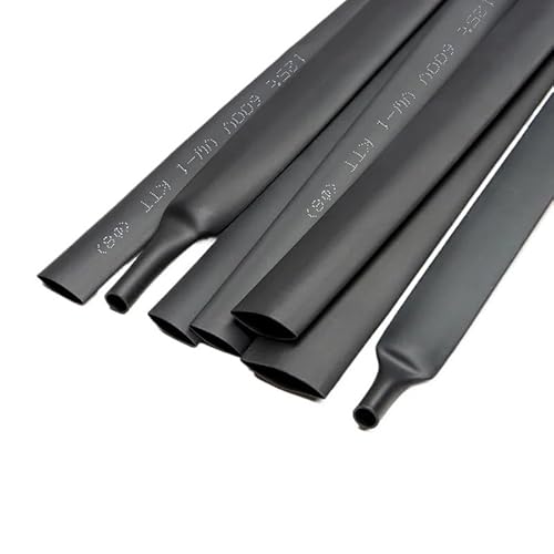1~10m Schrumpfschlauch 2:1 Schwarz Durchmesser 0,6mm ~ 80mm Polyolefin-Schlauch Sleeving Wrap Draht Reparatur DIY Kabelschutz(0.6mm,5 meters) von ERBER