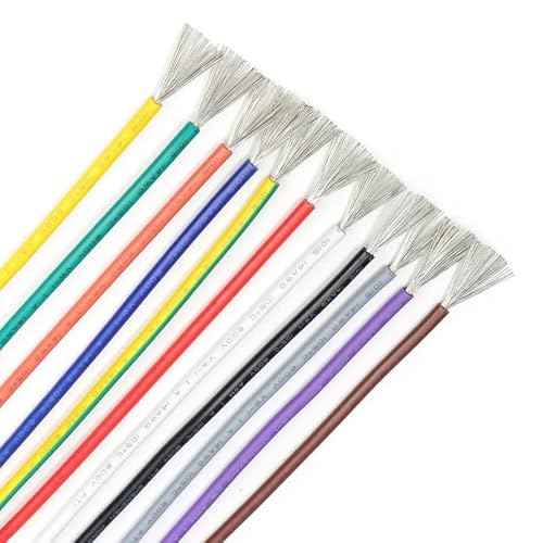 10 m Elektrokabel UL1015 mehrdrähtig 24 22 20 18 16 14 12 10 8 AWG 600 V PVC-Leitung verzinntes Kupferkabel for Lampenbeleuchtung(Black,18 AWG) von ERBER