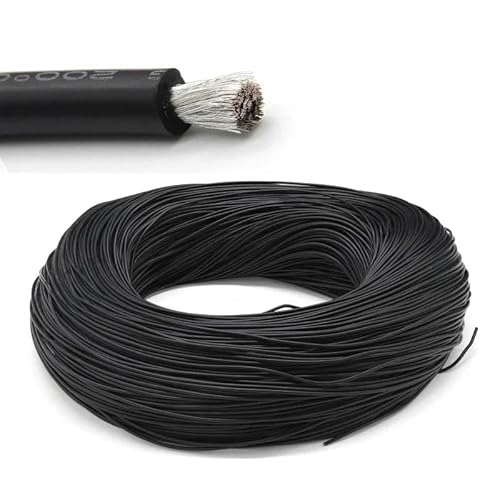 10 m hitzebeständiges Kabel Silikonkautschuk verzinnter Kupferdraht 30/28/26/24/22/20/18/16/14/12/10/8AWG Autobatterie-Stromkabel(Black,30AWG) von ERBER