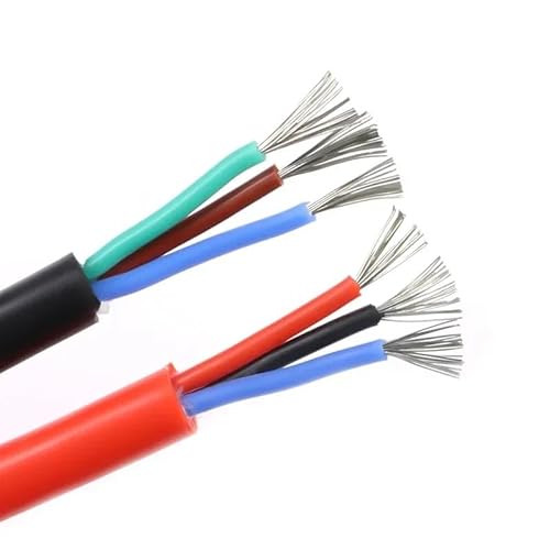 10M Silikonkautschukkabel Quadrat 0,3 0,5 0,75 1 1,5 2 4mm 2 3 4 6 Adern Flexibler isolierter Kupferdraht for hohe Temperaturen(Red 1.5mm,2 cores) von ERBER