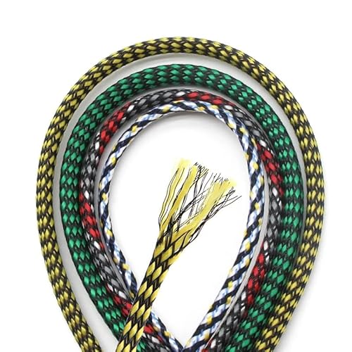 1M 4 8 12mm PP Conton + PET-Garn Gemischt Geflochten Erweiterbar Isolierte Kabel Hülse Schutz Abdeckung Draht Wrap Drüse Mantel(Black White,4mm) von ERBER