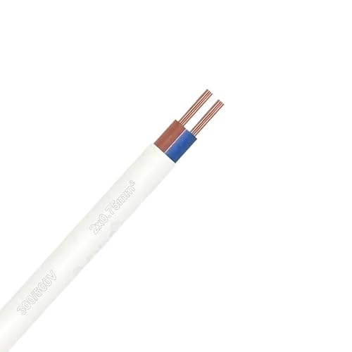 2-poliges flaches Elektrokabel 0,75 mm² RVV – PVC-Kupfer, for LED-Beleuchtung/Automobil/Heimwerker (2 m/5 m/10 m)(White,5m) von ERBER