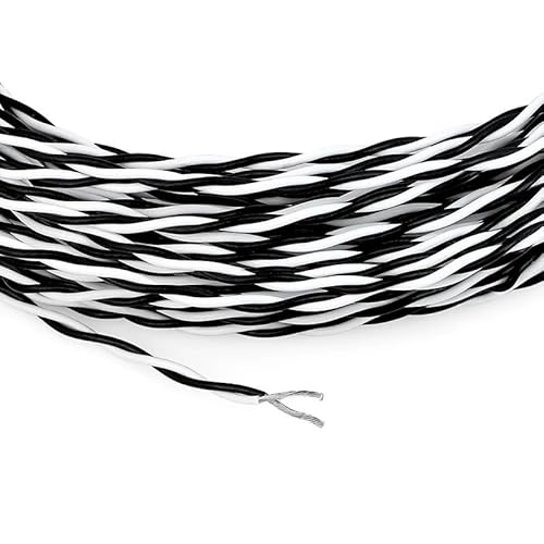 20 m AFS200 verdrilltes, hitzebeständiges Kabel 26/25/24/22/20/18/17/15/13 AWG Hochtemperatur-FEP-verzinntes Kupfer-Elektrokabel(Black White,24AWG (0.2mm2)) von ERBER