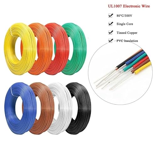 20M UL1007 Draht Verzinntes Kupfer Single Core PVC Isolierung 14/16/18/20/22/24/26 AWG Kabel Linie DIY PCB Elektronen drähte(Orange,26AWG) von ERBER
