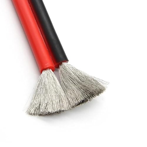 50 m Silikonkabel, hitzebeständige Drähte, AWG30 26 24 22 20 18 16 14 12 10 8, Rot/Schwarz, Autobatterie, Kfz-Verkabelung, Kupferdraht(2 Pin Black-Red,18AWG) von ERBER