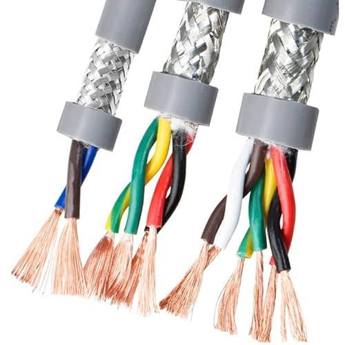 ERBER TRVVPS hohe Flexibilität, biegebeständig, Schleppkette, verdrilltes, geschirmtes Kabelpaar, 2/6/8/10/12 Adern, 26, 24, 20, 18, 17 AWG, ölbeständig (Color : 20 AWG 0.5MM, Size : 4 Cores 2M) von ERBER