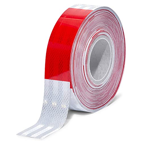 ERBI - Wasserdichtes Reflektorband selbstklebend [50mm x 20m] rot-weiß - Reflektorstreifen zum Kennzeichnen von Fahrzeugen & Gefahren - Reflektorfolie, Reflektor Band, Reflective Tape von ERBI