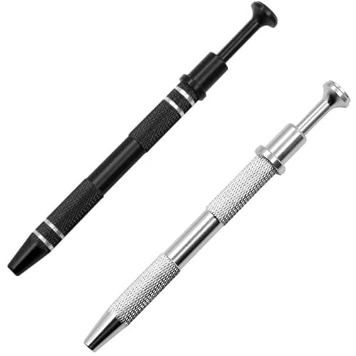 ERBO 2 Stück Piercing Zange, Schmuck Pinzette mit 4 Klauen, Pick Up Werkzeug, Diamant Edelsteine Catcher, Pircings Kugelhalter Prong für Perlen Uhren Brillen Löten Schmuckherstellung (Silber+Schwarz) von ERBO