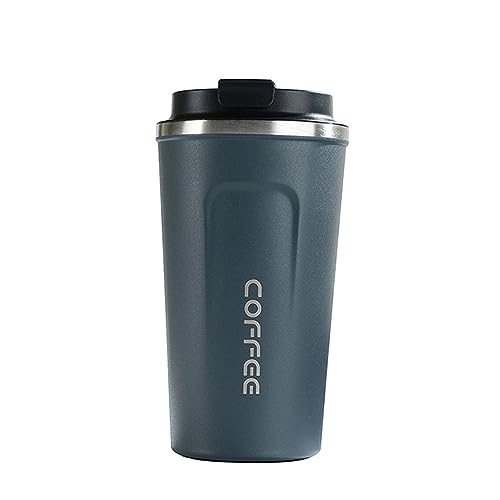 ERBO Kaffeebecher to go, Thermobecher Edelsthal, Auslaufsicher Kaffeetasse Kaffeebecher mit Deckel, Kaffeetasse Thermobecher für Unterwegs Umweltfreundlich, Blau 510ml von ERBO