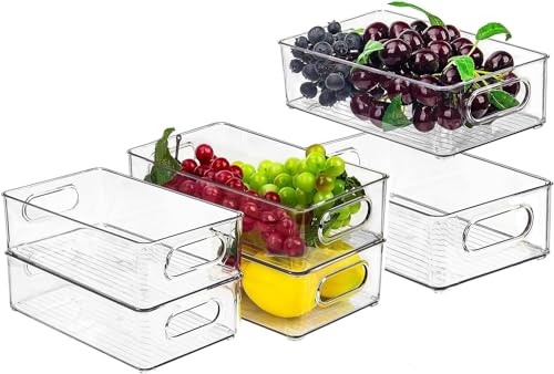 ERBO Kühlschrank Organizer Set, 6er Set (3 Größe) Fridge Organizer, Aufbewahrungsbox Küchen Organizer, BPA-frei Organizer für Kühlschrank, Küche, Schrank, Schublade, Büro, Speisekammer, Badezimmer von ERBO