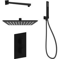 Komplettes Duschset mit quadratischem Thermostatmischer in Mattschwarz Ercos Square BNKISK0020 matt-schwarz von ERCOS