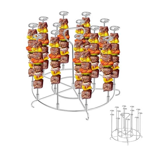 15-in-1 Edelstahl Heißluftfritteuse Spieße, Vertikale Spieße, Kebab Ständer, Schaschlikspieße Edelstahl, Schaschlik Grill Set, Vertikale Spieße Halter, Air Fryer Zubehör für Küche, Kochen, BBQ(8QT) von ERFGT