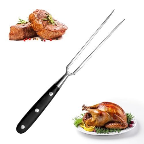 Fleischgabel Aus Rostfreiem 30CM, Tranchiergabel mit Schwarz Holzgriff, Bratengabel, Grillgabel, Multifunktionales Kochgabel, für Grill Küche Truthahn Rindfleisch Braten Abendessen von ERFGT