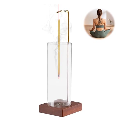 ERFGT Räucherstäbchen Halter, Moderner Räucherstäbchenhalter mit Abnehmbarer Aschefänger, Holz Basis, Holz Umgedrehter Räuchergefäß von ERFGT