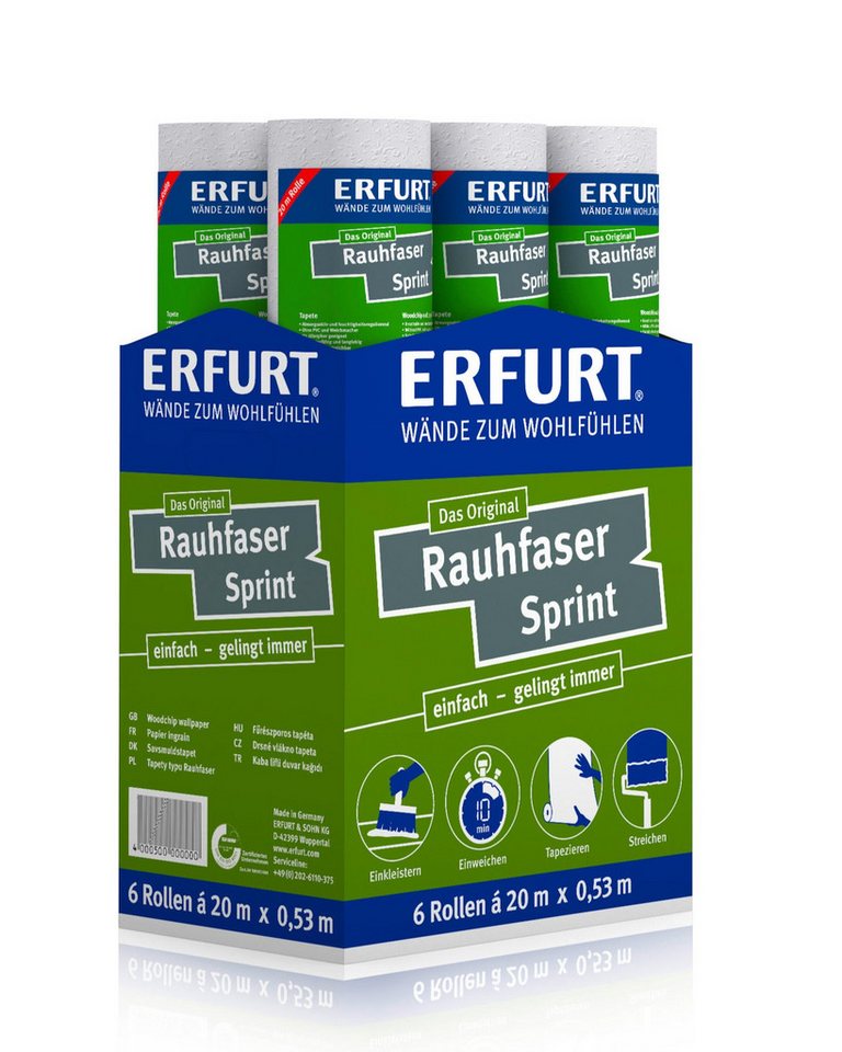 ERFURT Papiertapete Rauhfaser SPRINT, 20 m x 0,53 m - 6 Rollen von ERFURT
