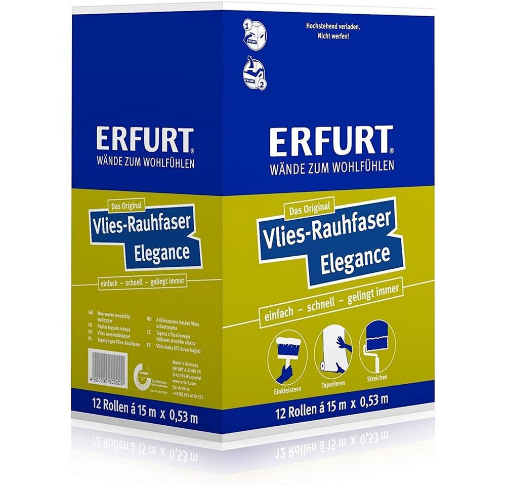 ERFURT Vliestapete Rauhfaser ELEGANCE, 15 m x 0,53 m - 12 Rollen von ERFURT