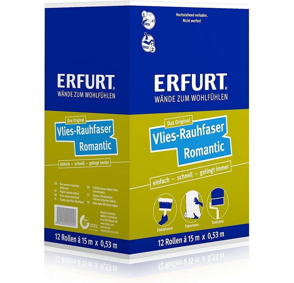 ERFURT Vliestapete Rauhfaser ROMANTIC, 15 m x 0,53 m - 12 Rollen von ERFURT